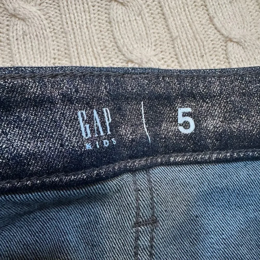Gap Sparkly Denim Skirt sz 5 Adjustable Waist tabs